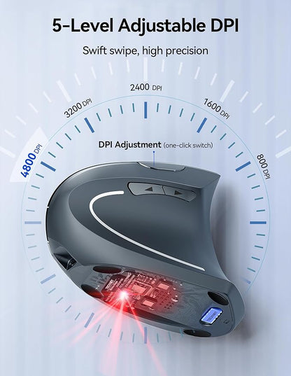 TECKNET Ergonomic Mouse, Rechargeable Vertical Ergo Mouse Wireless 800 - 4800 Levels 5 Adjustable DPI, Silent 2.4GHz Optical Carpal Tunnel Mouse for Right Hand, USB Wireless Mice for Laptop, PC | Mice - TrueDesk