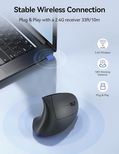 TECKNET Ergonomic Mouse, Rechargeable Vertical Ergo Mouse Wireless 800 - 4800 Levels 5 Adjustable DPI, Silent 2.4GHz Optical Carpal Tunnel Mouse for Right Hand, USB Wireless Mice for Laptop, PC | Mice - TrueDesk