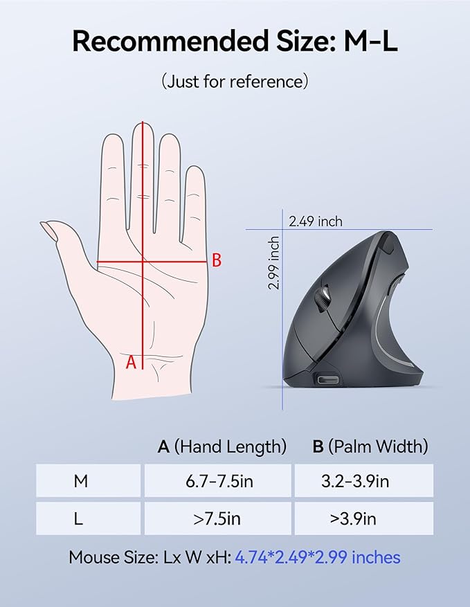 TECKNET Ergonomic Mouse, Rechargeable Vertical Ergo Mouse Wireless 800 - 4800 Levels 5 Adjustable DPI, Silent 2.4GHz Optical Carpal Tunnel Mouse for Right Hand, USB Wireless Mice for Laptop, PC | Mice - TrueDesk