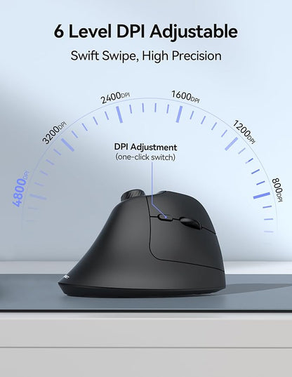 TECKNET Ergonomic Mouse, Rechargeable Wireless Bluetooth Mouse (BT 5.0/5.0+2.4G), Vertical Mouse with Volume Knob, Quiet Clicks, Cordless Mice 6 Adjustable DPI with USB A Receiver, Wide Compatibility | Mice - TrueDesk