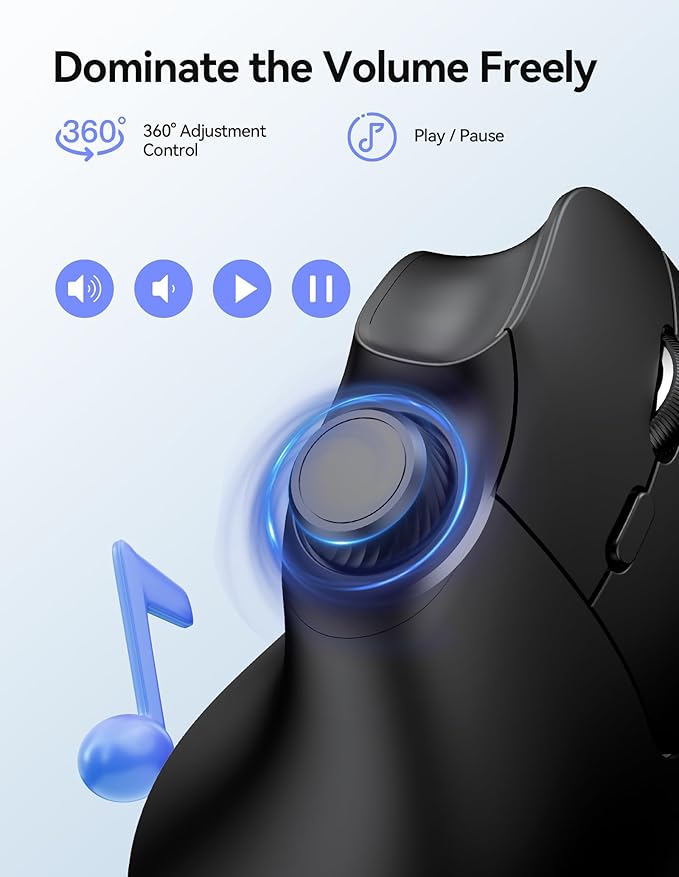 TECKNET Ergonomic Mouse, Rechargeable Wireless Bluetooth Mouse (BT 5.0/5.0+2.4G), Vertical Mouse with Volume Knob, Quiet Clicks, Cordless Mice 6 Adjustable DPI with USB A Receiver, Wide Compatibility | Mice - TrueDesk