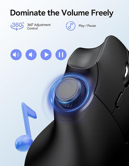 TECKNET Ergonomic Mouse, Rechargeable Wireless Bluetooth Mouse (BT 5.0/5.0+2.4G), Vertical Mouse with Volume Knob, Quiet Clicks, Cordless Mice 6 Adjustable DPI with USB A Receiver, Wide Compatibility | Mice - TrueDesk