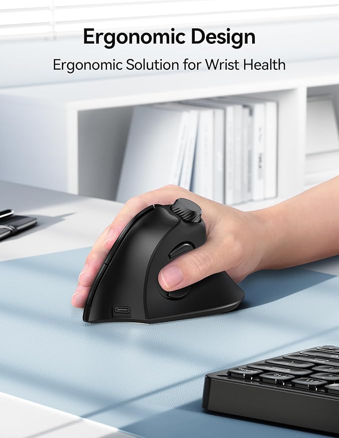 TECKNET Ergonomic Mouse, Rechargeable Wireless Bluetooth Mouse (BT 5.0/5.0+2.4G), Vertical Mouse with Volume Knob, Quiet Clicks, Cordless Mice 6 Adjustable DPI with USB A Receiver, Wide Compatibility | Mice - TrueDesk