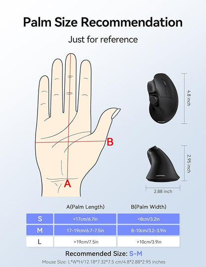 TECKNET Ergonomic Mouse, Rechargeable Wireless Bluetooth Mouse (BT 5.0/5.0+2.4G), Vertical Mouse with Volume Knob, Quiet Clicks, Cordless Mice 6 Adjustable DPI with USB A Receiver, Wide Compatibility | Mice - TrueDesk