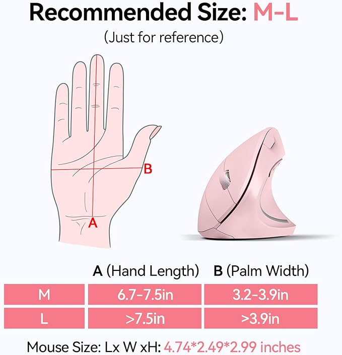 TECKNET Ergonomic Mouse, Wireless Bluetooth Vertical Mouse, 4800 DPI Optical Tracking, 6 Adjustable DPI, Quiet Clicks, 2.4GHz with USB A Receiver, 12 Months Battery, 6 Buttons, Wide Compatibility | Mice - TrueDesk