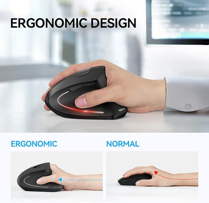 TECKNET Ergonomic Mouse, Wireless Bluetooth Vertical Mouse, 4800 DPI Optical Tracking, 6 Adjustable DPI, Quiet Clicks, 2.4GHz with USB A Receiver, 12 Months Battery, 6 Buttons, Wide Compatibility | Mice - TrueDesk