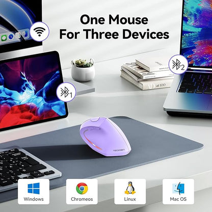 TECKNET Ergonomic Mouse, Wireless Bluetooth Vertical Mouse, 4800 DPI Optical Tracking, 6 Adjustable DPI, Quiet Clicks, 2.4GHz with USB A Receiver, 12 Months Battery, 6 Buttons, Wide Compatibility | Mice - TrueDesk