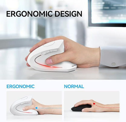 TECKNET Ergonomic Mouse, Wireless Bluetooth Vertical Mouse, 4800 DPI Optical Tracking, 6 Adjustable DPI, Quiet Clicks, 2.4GHz with USB A Receiver, 12 Months Battery, 6 Buttons, Wide Compatibility | Mice - TrueDesk
