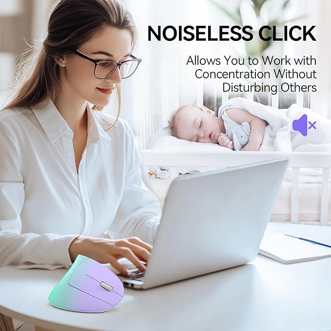 TECKNET Ergonomic Mouse, Wireless Bluetooth Vertical Mouse, 4800 DPI Optical Tracking, 6 Adjustable DPI, Quiet Clicks, 2.4GHz with USB A Receiver, 12 Months Battery, 6 Buttons, Wide Compatibility | Mice - TrueDesk