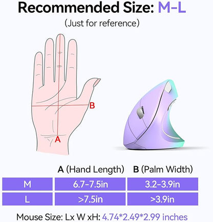 TECKNET Ergonomic Mouse, Wireless Bluetooth Vertical Mouse, 4800 DPI Optical Tracking, 6 Adjustable DPI, Quiet Clicks, 2.4GHz with USB A Receiver, 12 Months Battery, 6 Buttons, Wide Compatibility | Mice - TrueDesk