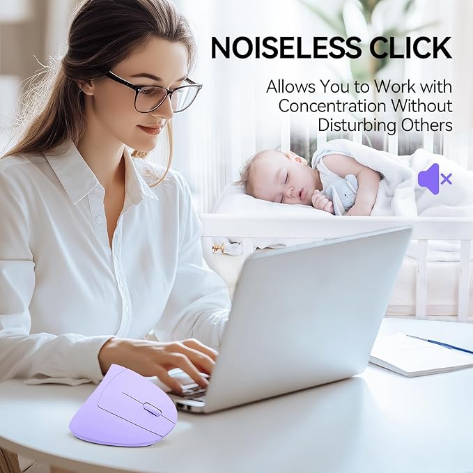 TECKNET Ergonomic Mouse, Wireless Bluetooth Vertical Mouse, 4800 DPI Optical Tracking, 6 Adjustable DPI, Quiet Clicks, 2.4GHz with USB A Receiver, 12 Months Battery, 6 Buttons, Wide Compatibility | Mice - TrueDesk