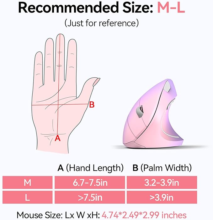 TECKNET Ergonomic Mouse, Wireless Bluetooth Vertical Mouse, 4800 DPI Optical Tracking, 6 Adjustable DPI, Quiet Clicks, 2.4GHz with USB A Receiver, 12 Months Battery, 6 Buttons, Wide Compatibility | Mice - TrueDesk