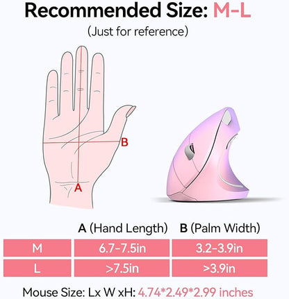 TECKNET Ergonomic Mouse, Wireless Bluetooth Vertical Mouse, 4800 DPI Optical Tracking, 6 Adjustable DPI, Quiet Clicks, 2.4GHz with USB A Receiver, 12 Months Battery, 6 Buttons, Wide Compatibility | Mice - TrueDesk