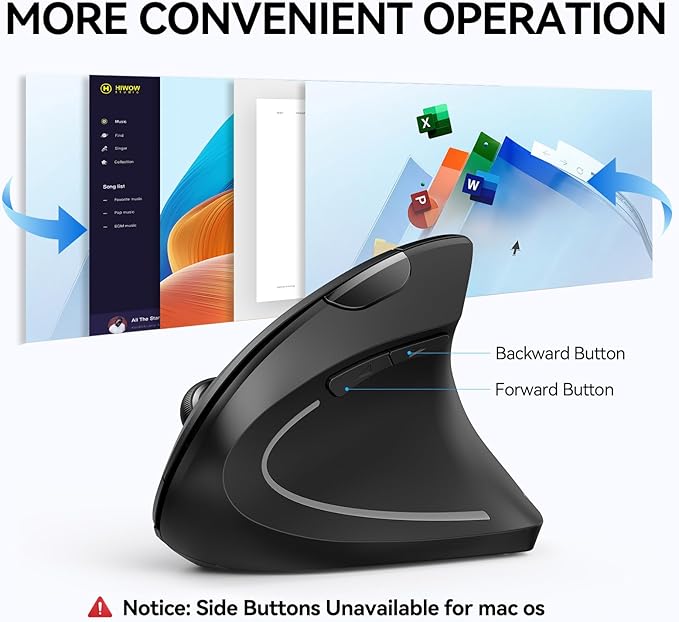 TECKNET Ergonomic Mouse, Wireless Bluetooth Vertical Mouse, 4800 DPI Optical Tracking, 6 Adjustable DPI, Quiet Clicks, 2.4GHz with USB A Receiver, 12 Months Battery, 6 Buttons, Wide Compatibility | Mice - TrueDesk