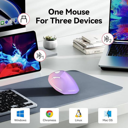 TECKNET Ergonomic Mouse, Wireless Bluetooth Vertical Mouse, 4800 DPI Optical Tracking, 6 Adjustable DPI, Quiet Clicks, 2.4GHz with USB A Receiver, 12 Months Battery, 6 Buttons, Wide Compatibility | Mice - TrueDesk