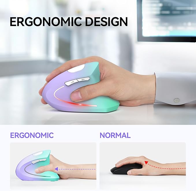 TECKNET Ergonomic Mouse, Wireless Bluetooth Vertical Mouse, 4800 DPI Optical Tracking, 6 Adjustable DPI, Quiet Clicks, 2.4GHz with USB A Receiver, 12 Months Battery, 6 Buttons, Wide Compatibility | Mice - TrueDesk