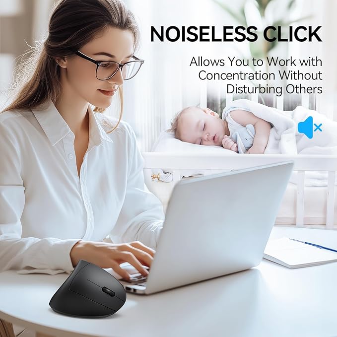 TECKNET Ergonomic Mouse, Wireless Bluetooth Vertical Mouse, 4800 DPI Optical Tracking, 6 Adjustable DPI, Quiet Clicks, 2.4GHz with USB A Receiver, 12 Months Battery, 6 Buttons, Wide Compatibility | Mice - TrueDesk