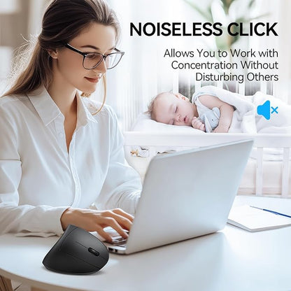 TECKNET Ergonomic Mouse, Wireless Bluetooth Vertical Mouse, 4800 DPI Optical Tracking, 6 Adjustable DPI, Quiet Clicks, 2.4GHz with USB A Receiver, 12 Months Battery, 6 Buttons, Wide Compatibility | Mice - TrueDesk