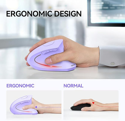 TECKNET Ergonomic Mouse, Wireless Bluetooth Vertical Mouse, 4800 DPI Optical Tracking, 6 Adjustable DPI, Quiet Clicks, 2.4GHz with USB A Receiver, 12 Months Battery, 6 Buttons, Wide Compatibility | Mice - TrueDesk