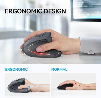 TECKNET Ergonomic Mouse, Wireless Bluetooth Vertical Mouse, 4800 DPI Optical Tracking, 6 Adjustable DPI, Quiet Clicks, 2.4GHz with USB A Receiver, 12 Months Battery, 6 Buttons, Wide Compatibility | Mice - TrueDesk