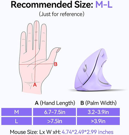 TECKNET Ergonomic Mouse, Wireless Bluetooth Vertical Mouse, 4800 DPI Optical Tracking, 6 Adjustable DPI, Quiet Clicks, 2.4GHz with USB A Receiver, 12 Months Battery, 6 Buttons, Wide Compatibility | Mice - TrueDesk