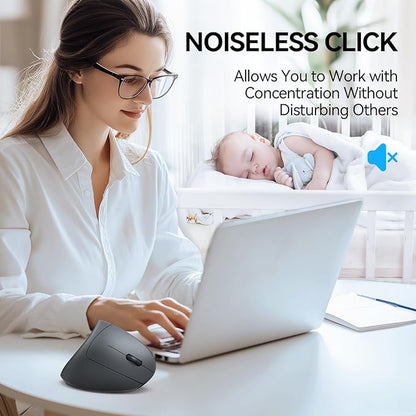 TECKNET Ergonomic Mouse, Wireless Bluetooth Vertical Mouse, 4800 DPI Optical Tracking, 6 Adjustable DPI, Quiet Clicks, 2.4GHz with USB A Receiver, 12 Months Battery, 6 Buttons, Wide Compatibility | Mice - TrueDesk
