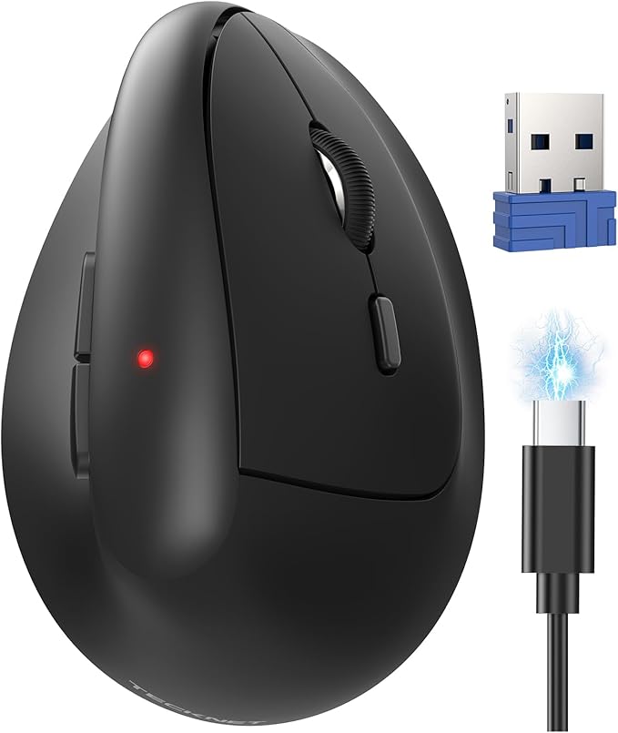 TECKNET Ergonomic Mouse, Wireless Bluetooth Vertical Mouse (BT5.3/3.0 & 2.4G) Rechargeable 4800 DPI Optical Mouse with 6 Adjustable DPI, Quiet Clicks, USB A Receiver, 6 Buttons - Wide Compatibility | Mice - TrueDesk
