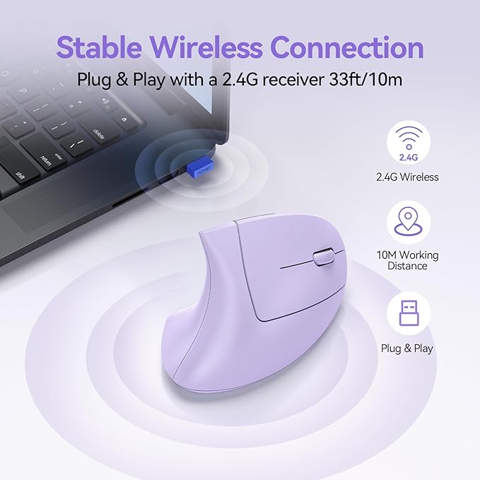 TECKNET Ergonomic Mouse Wireless, Rechargeable Mouse Silent for Carpal Tunnel Right Hand, 2.4GHz USB Vertical Mouse Wireless for Laptop, 5 Adjustable 4800 DPI, Computer, MacBook, Desktop | Mice - TrueDesk