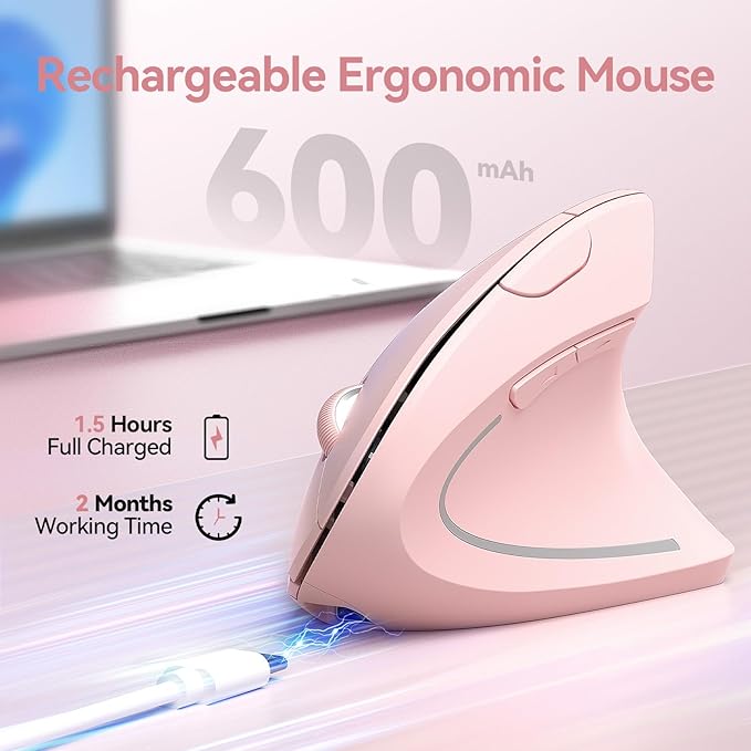 TECKNET Ergonomic Mouse Wireless, Rechargeable Mouse Silent for Carpal Tunnel Right Hand, 2.4GHz USB Vertical Mouse Wireless for Laptop, 5 Adjustable 4800 DPI, Computer, MacBook, Desktop | Mice - TrueDesk