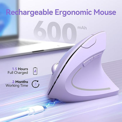 TECKNET Ergonomic Mouse Wireless, Rechargeable Mouse Silent for Carpal Tunnel Right Hand, 2.4GHz USB Vertical Mouse Wireless for Laptop, 5 Adjustable 4800 DPI, Computer, MacBook, Desktop | Mice - TrueDesk