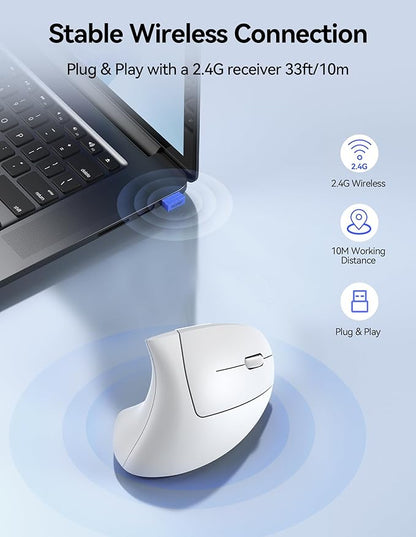 TECKNET Ergonomic Mouse Wireless, Rechargeable Mouse Silent for Carpal Tunnel Right Hand, 2.4GHz USB Vertical Mouse Wireless for Laptop, 5 Adjustable 4800 DPI, Computer, MacBook, Desktop | Mice - TrueDesk