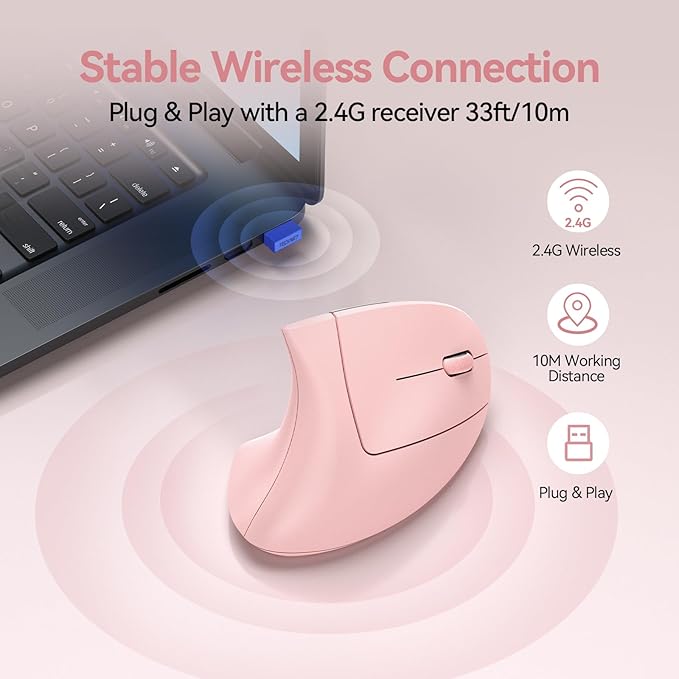 TECKNET Ergonomic Mouse Wireless, Rechargeable Mouse Silent for Carpal Tunnel Right Hand, 2.4GHz USB Vertical Mouse Wireless for Laptop, 5 Adjustable 4800 DPI, Computer, MacBook, Desktop | Mice - TrueDesk