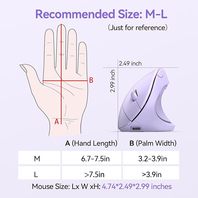 TECKNET Ergonomic Mouse Wireless, Rechargeable Mouse Silent for Carpal Tunnel Right Hand, 2.4GHz USB Vertical Mouse Wireless for Laptop, 5 Adjustable 4800 DPI, Computer, MacBook, Desktop | Mice - TrueDesk