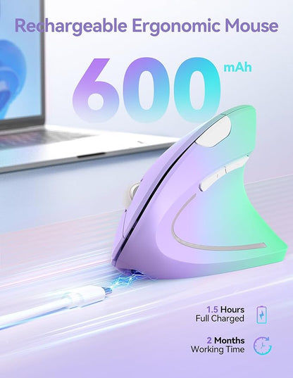 TECKNET Ergonomic Mouse, Wireless Rechargeable Vertical Mouse for Carpal Tunnel Right Hand, 4800 DPI 5 Adjustable Levels 2.4GHz with USB - A Receiver, Silent Click, for Laptop, PC, MacBook, Desktop | Mice - TrueDesk