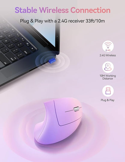 TECKNET Ergonomic Mouse, Wireless Rechargeable Vertical Mouse for Carpal Tunnel Right Hand, 4800 DPI 5 Adjustable Levels 2.4GHz with USB - A Receiver, Silent Click, for Laptop, PC, MacBook, Desktop | Mice - TrueDesk