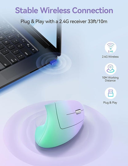 TECKNET Ergonomic Mouse, Wireless Rechargeable Vertical Mouse for Carpal Tunnel Right Hand, 4800 DPI 5 Adjustable Levels 2.4GHz with USB - A Receiver, Silent Click, for Laptop, PC, MacBook, Desktop | Mice - TrueDesk