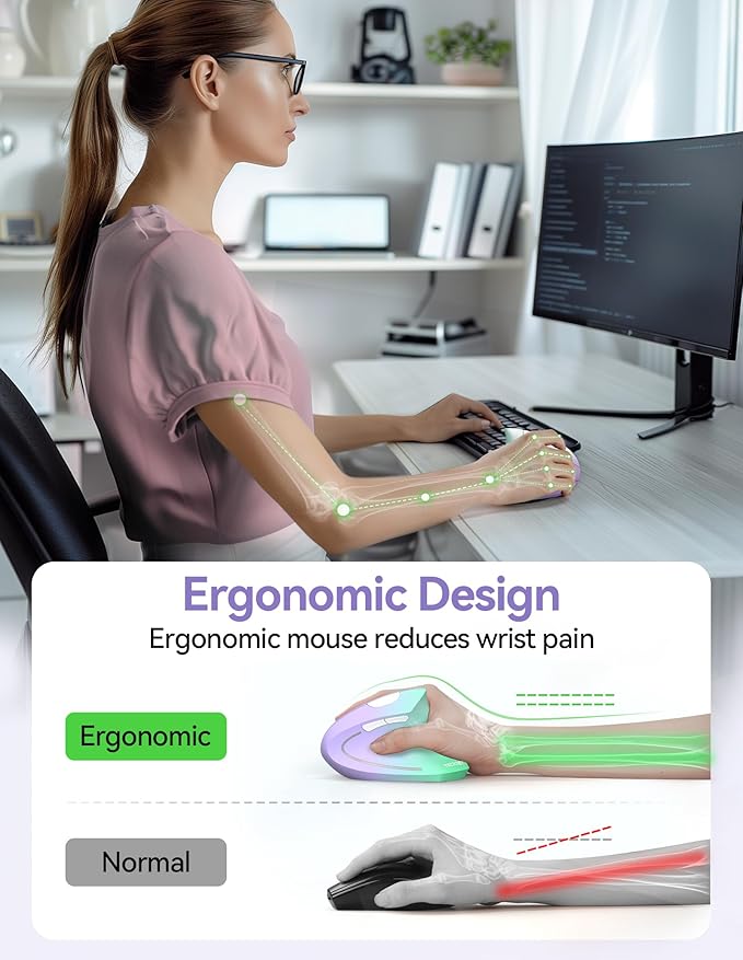 TECKNET Ergonomic Mouse, Wireless Rechargeable Vertical Mouse for Carpal Tunnel Right Hand, 4800 DPI 5 Adjustable Levels 2.4GHz with USB - A Receiver, Silent Click, for Laptop, PC, MacBook, Desktop | Mice - TrueDesk