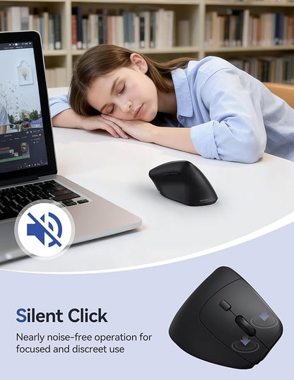 TECKNET Ergonomic Mouse, Wireless Vertical Mouse, 4800 DPI, Rechargeable Bluetooth Mice for Carpal Tunnel Right Hand, 3 - Device Connectivity for Laptop, PC, MacBook, Black | Mice - TrueDesk