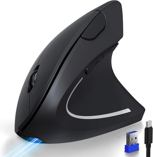 TECKNET Ergonomic Mouse with Jiggler, Bluetooth Wireless Vertical Mouse, 4800DPI Rechargeable Carpal Tunnel Mouse, Undetectable Random Movement Keeps Computers Awake for PC, Laptop, Mackbook | Mice - TrueDesk