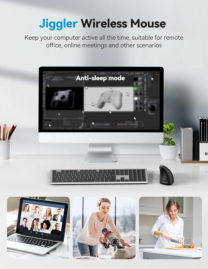TECKNET Ergonomic Mouse with Jiggler, Bluetooth Wireless Vertical Mouse, 4800DPI Rechargeable Carpal Tunnel Mouse, Undetectable Random Movement Keeps Computers Awake for PC, Laptop, Mackbook | Mice - TrueDesk