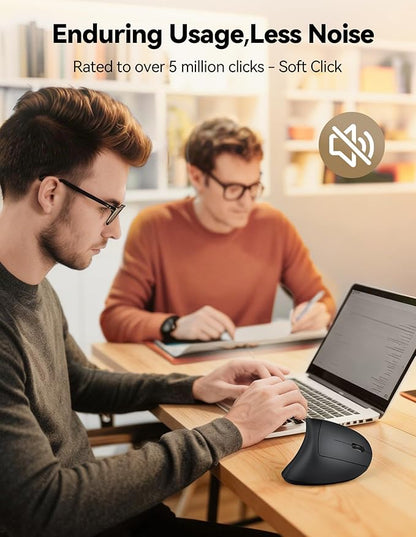 TECKNET Rechargeable Wireless Ergonomic Mouse,2.4GHz USB Vertical Mouse with Silent Click,4800 DPI Mouse with 6 Adjustable DPI,6 - Button Computer Mouse for Laptop,PC, MacBook (No Batteries Needed) | Mice - TrueDesk