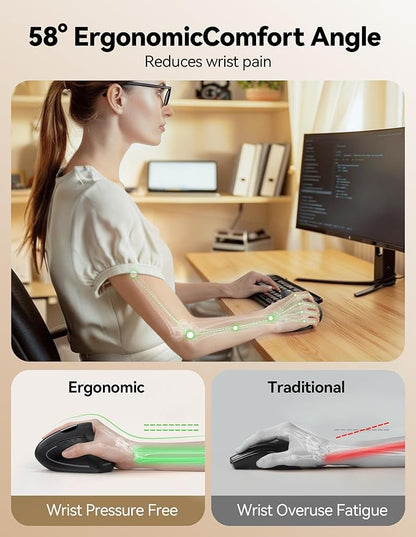 TECKNET Rechargeable Wireless Ergonomic Mouse,2.4GHz USB Vertical Mouse with Silent Click,4800 DPI Mouse with 6 Adjustable DPI,6 - Button Computer Mouse for Laptop,PC, MacBook (No Batteries Needed) | Mice - TrueDesk