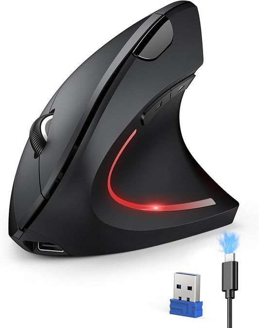 TECKNET Rechargeable Wireless Ergonomic Mouse,2.4GHz USB Vertical Mouse with Silent Click,4800 DPI Mouse with 6 Adjustable DPI,6 - Button Computer Mouse for Laptop,PC, MacBook (No Batteries Needed) | Mice - TrueDesk