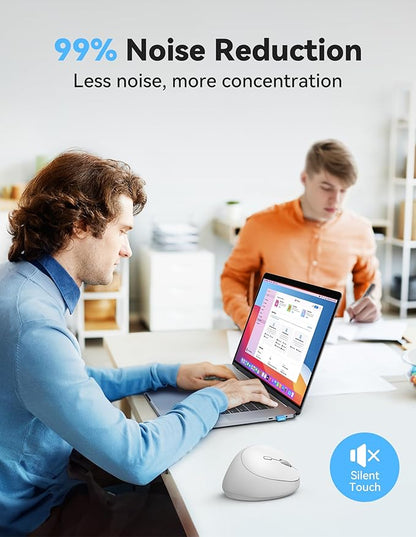 TECKNET Wireless Mouse, 5 Adjustable DPI Levels, 6 Buttons, 4800 DPI Wireless Vertical Mouse, 2.4G Silent Wireless Mouse for Laptop, PC, Chromebook, Mac - Light White | Mice - TrueDesk