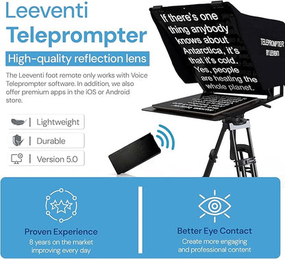 Teleprompter 5.1 12" Compatible with iPad, Tablet, Smartphone and DSLR Camera, Remote or App Control, Compatible with Android and iOS, Ideal for Video Recording, Aluminum Alloy | Teleprompters - TrueDesk
