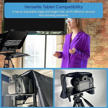Teleprompter 5.1 12" Compatible with iPad, Tablet, Smartphone and DSLR Camera, Remote or App Control, Compatible with Android and iOS, Ideal for Video Recording, Aluminum Alloy | Teleprompters - TrueDesk