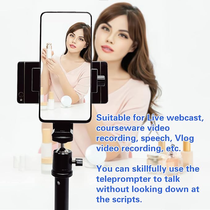Teleprompter iPhone & Android, Double Phone Holder for Video Recording, Neewer Teleprompter Kit, The Collapsing Design Allows for Easy Storage and Transport 20" Desk Version Strengthened | Teleprompters - TrueDesk