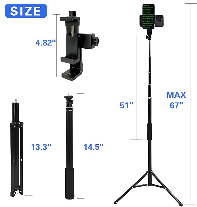 Teleprompter iPhone & Android, Double Phone Holder for Video Recording, Neewer Teleprompter Kit, The Collapsing Design Allows for Easy Storage and Transport (67" Floor - Standing) | Teleprompters - TrueDesk