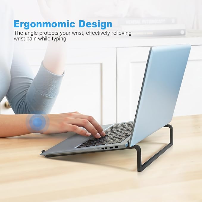 TENOC Foldable Laptop Stand for Desk, Universal Laptop Riser Ventilated Holder Mount Compatible with MacBook, Notebook, ASUS, Acer and More, Black | Stands - TrueDesk