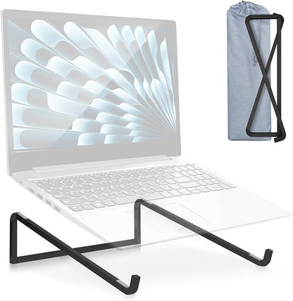 TENOC Foldable Laptop Stand for Desk, Universal Laptop Riser Ventilated Holder Mount Compatible with MacBook, Notebook, ASUS, Acer and More, Black | Stands - TrueDesk